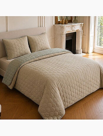 Couvre-lit matelassé réversible 100% polyester bicolore, nazim