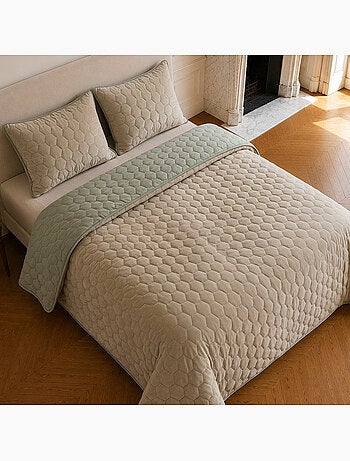 Couvre-lit matelassé réversible 100% polyester bicolore, nazim