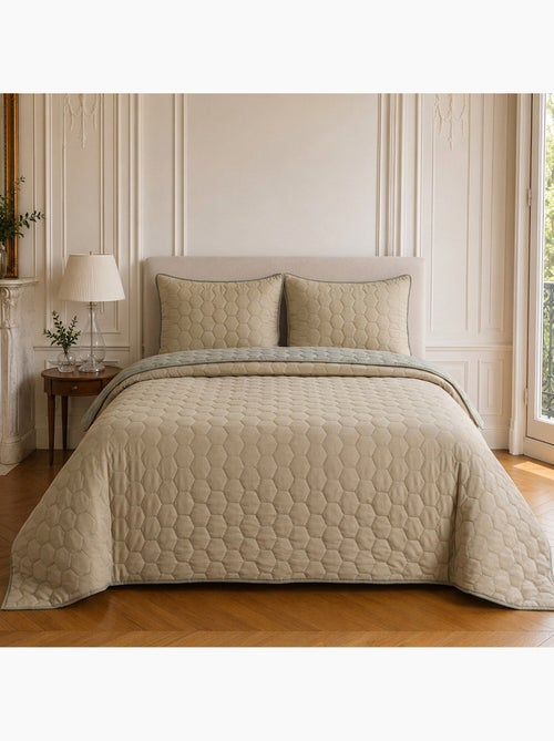 Couvre-lit matelassé réversible 100% polyester bicolore, nazim - Kiabi Couvre-lit matelassé réversible 100% polyester bicolore, nazim - Kiabi