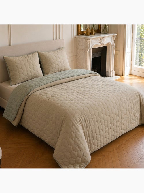 Couvre-lit matelassé réversible 100% polyester bicolore, nazim - Kiabi Couvre-lit matelassé réversible 100% polyester bicolore, nazim - Kiabi