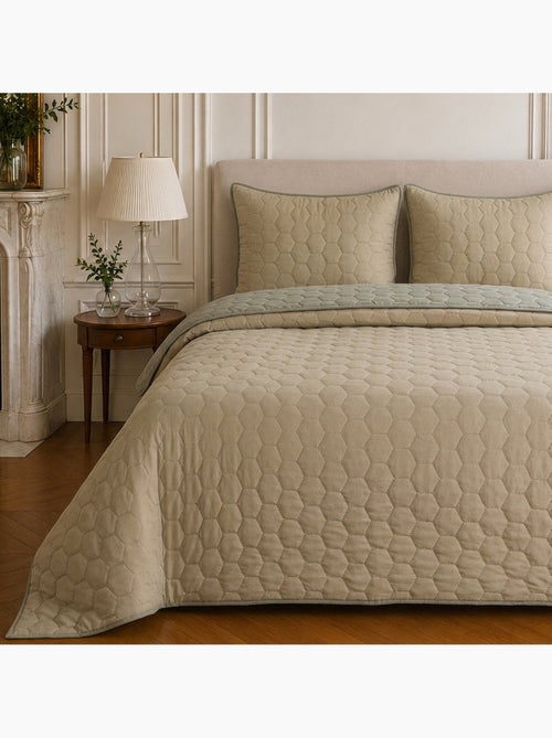 Couvre-lit matelassé réversible 100% polyester bicolore, nazim - Kiabi Couvre-lit matelassé réversible 100% polyester bicolore, nazim - Kiabi