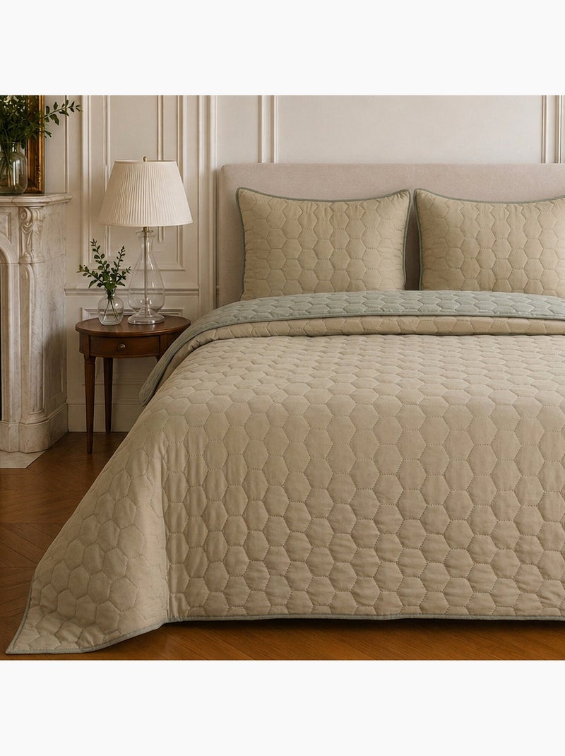 Couvre-lit matelassé réversible 100% polyester bicolore, nazim Beige - Kiabi