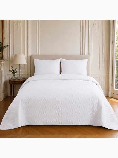 Couvre-lit matelassé réversible 100% polyester bicolore, nazim - Kiabi Couvre-lit matelassé réversible 100% polyester bicolore, nazim - Kiabi