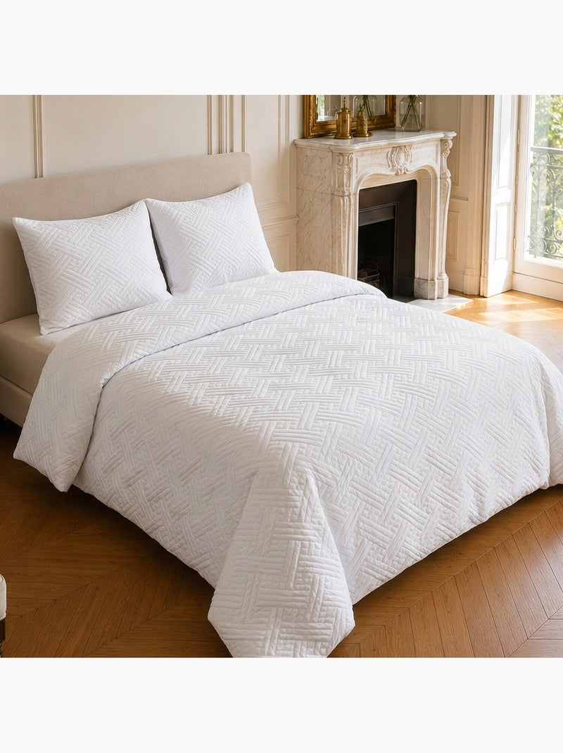 Couvre-lit matelassé réversible 100% polyester bicolore, nazim Blanc - Kiabi