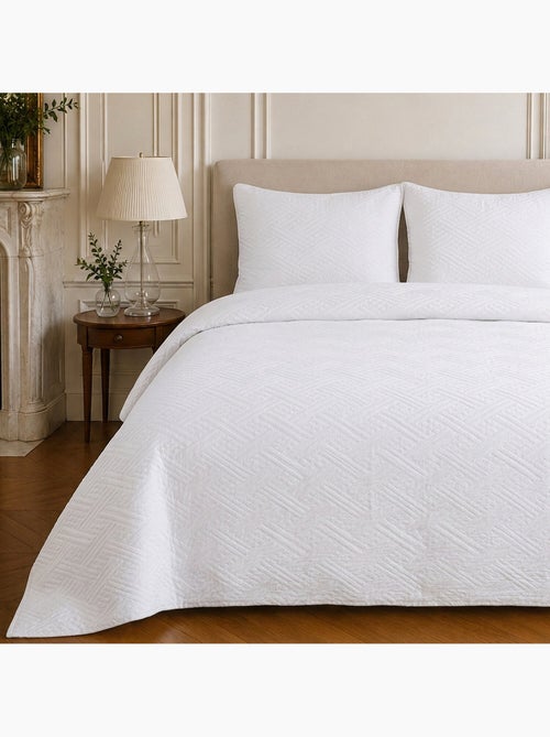 Couvre-lit matelassé réversible 100% polyester bicolore, nazim - Kiabi Couvre-lit matelassé réversible 100% polyester bicolore, nazim - Kiabi