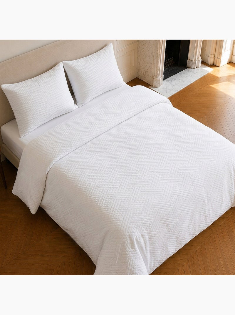Couvre-lit matelassé réversible 100% polyester bicolore, nazim Blanc - Kiabi