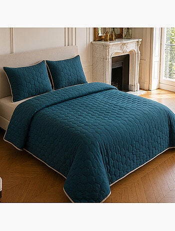Couvre-lit matelassé réversible 100% polyester bicolore, nazim