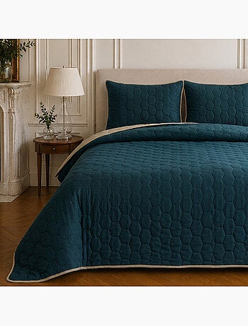 Couvre-lit matelassé réversible 100% polyester bicolore, nazim