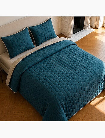 Couvre-lit matelassé réversible 100% polyester bicolore, nazim