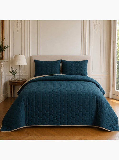 Couvre-lit matelassé réversible 100% polyester bicolore, nazim - Kiabi Couvre-lit matelassé réversible 100% polyester bicolore, nazim - Kiabi