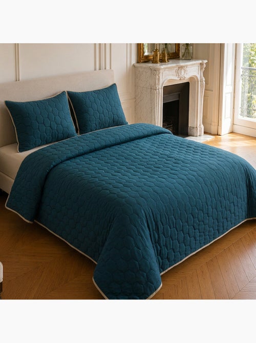 Couvre-lit matelassé réversible 100% polyester bicolore, nazim - Kiabi Couvre-lit matelassé réversible 100% polyester bicolore, nazim - Kiabi