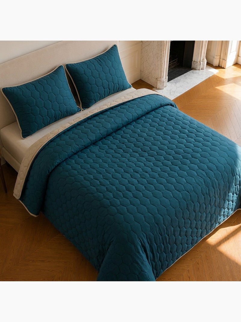 Couvre-lit matelassé réversible 100% polyester bicolore, nazim Bleu marine - Kiabi