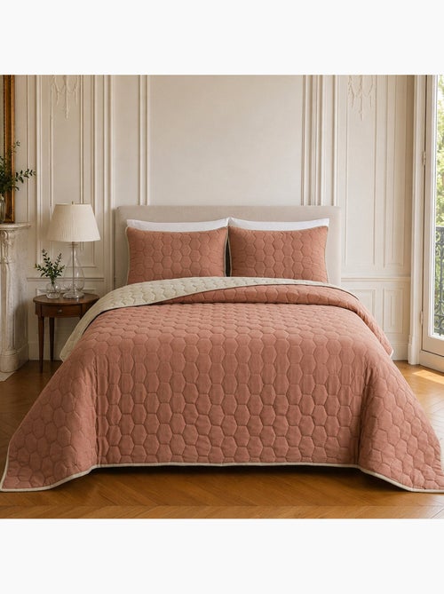 Couvre-lit matelassé réversible 100% polyester bicolore, nazim - Kiabi Couvre-lit matelassé réversible 100% polyester bicolore, nazim - Kiabi
