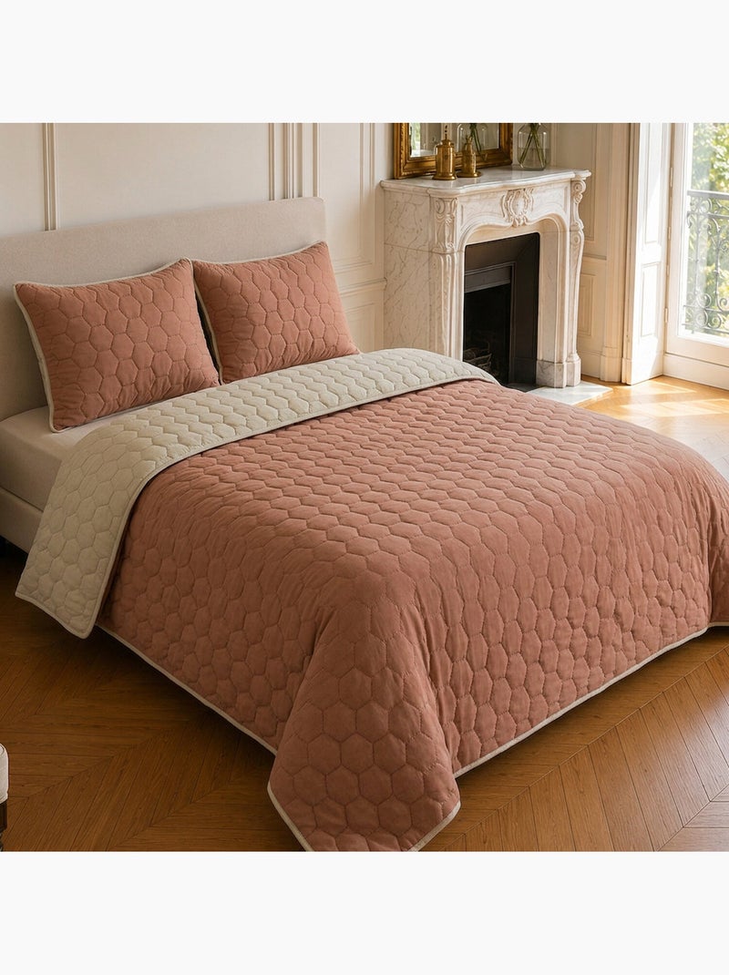 Couvre-lit matelassé réversible 100% polyester bicolore, nazim Rose - Kiabi