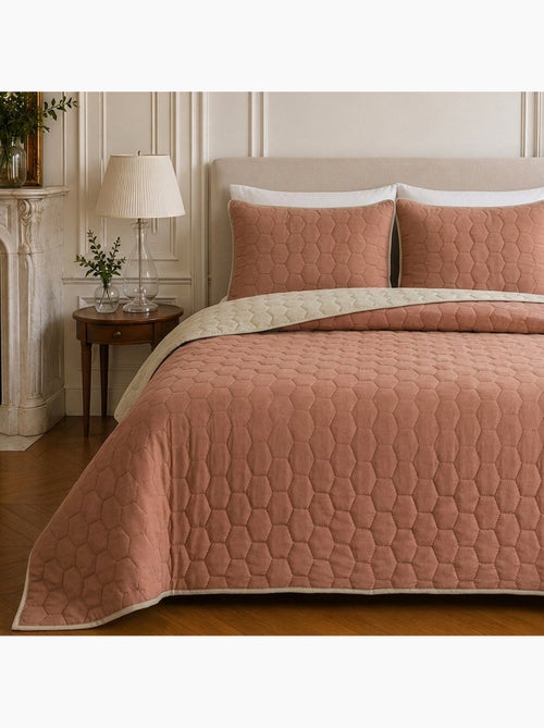 Couvre-lit matelassé réversible 100% polyester bicolore, nazim - Kiabi Couvre-lit matelassé réversible 100% polyester bicolore, nazim - Kiabi