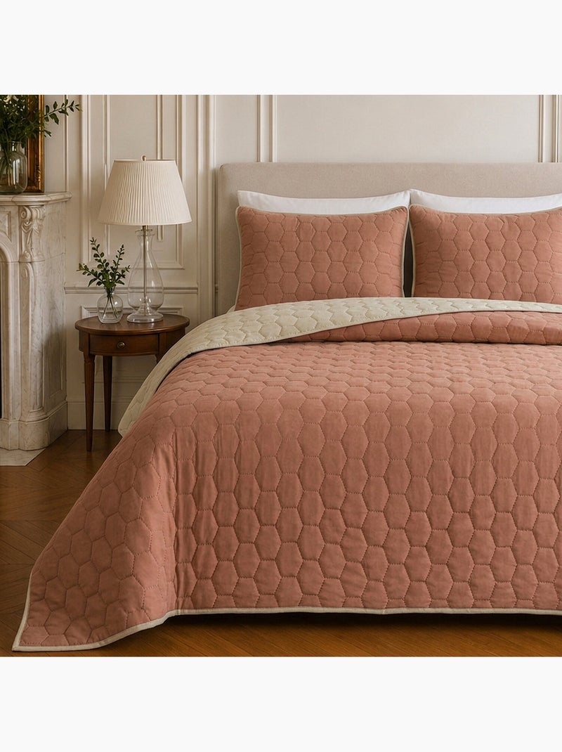 Couvre-lit matelassé réversible 100% polyester bicolore, nazim Rose - Kiabi