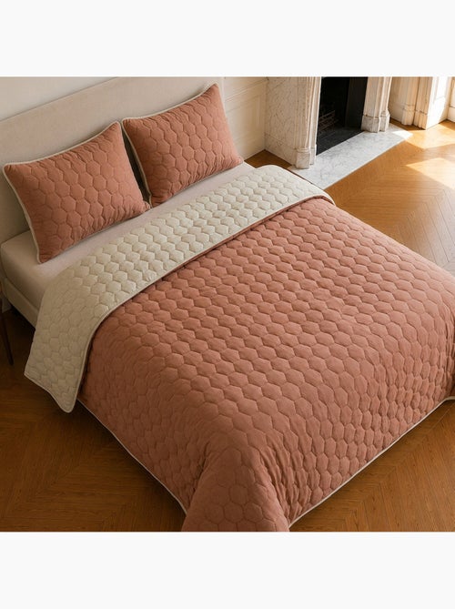 Couvre-lit matelassé réversible 100% polyester bicolore, nazim - Kiabi Couvre-lit matelassé réversible 100% polyester bicolore, nazim - Kiabi