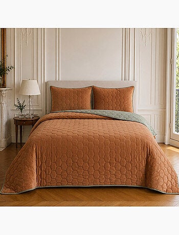 Couvre-lit matelassé réversible 100% polyester bicolore, nazim