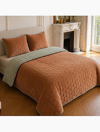 Couvre-lit matelassé réversible 100% polyester bicolore, nazim