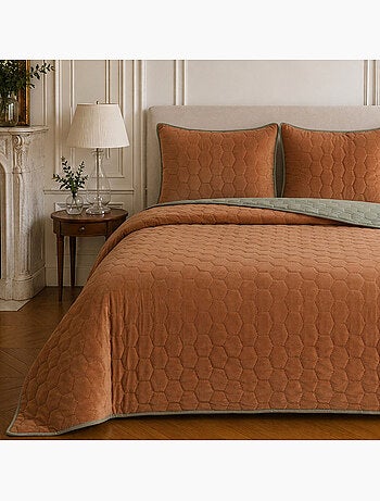 Couvre-lit matelassé réversible 100% polyester bicolore, nazim