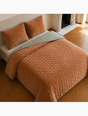 Couvre-lit matelassé réversible 100% polyester bicolore, nazim