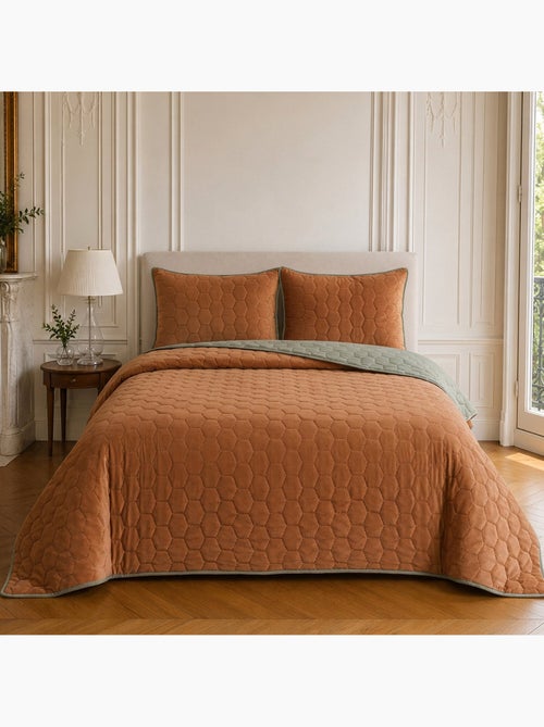 Couvre-lit matelassé réversible 100% polyester bicolore, nazim - Kiabi Couvre-lit matelassé réversible 100% polyester bicolore, nazim - Kiabi