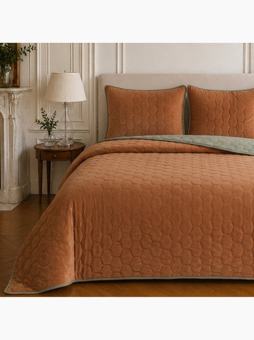 Couvre-lit matelassé réversible 100% polyester bicolore, nazim - Kiabi Couvre-lit matelassé réversible 100% polyester bicolore, nazim - Kiabi