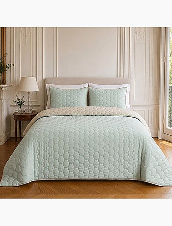 Couvre-lit matelassé réversible 100% polyester bicolore, nazim