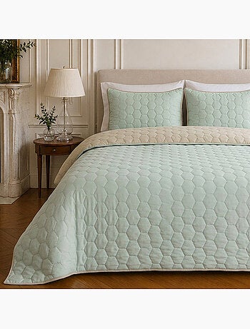 Couvre-lit matelassé réversible 100% polyester bicolore, nazim