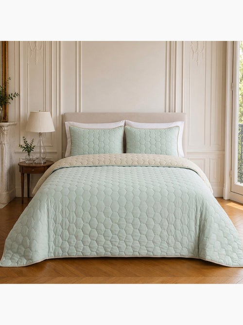 Couvre-lit matelassé réversible 100% polyester bicolore, nazim - Kiabi Couvre-lit matelassé réversible 100% polyester bicolore, nazim - Kiabi