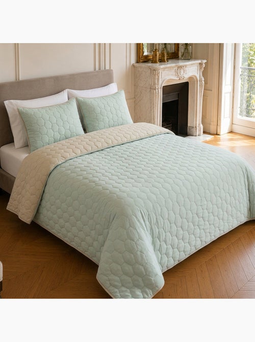 Couvre-lit matelassé réversible 100% polyester bicolore, nazim - Kiabi Couvre-lit matelassé réversible 100% polyester bicolore, nazim - Kiabi