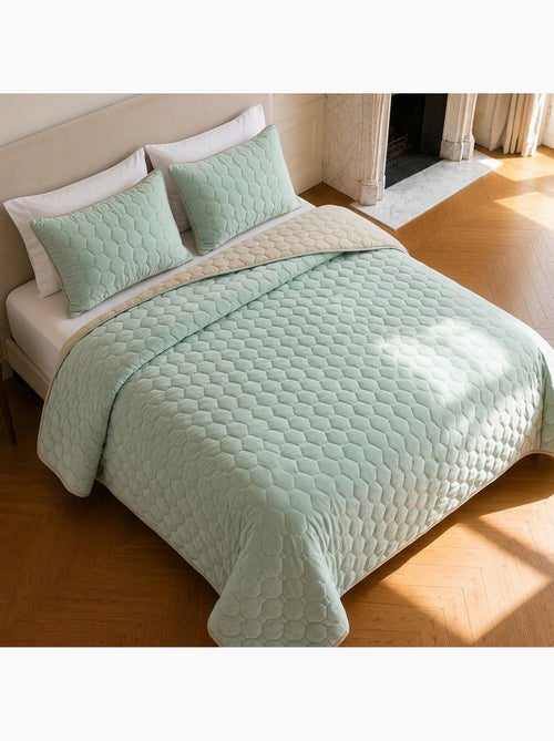 Couvre-lit matelassé réversible 100% polyester bicolore, nazim - Kiabi Couvre-lit matelassé réversible 100% polyester bicolore, nazim - Kiabi