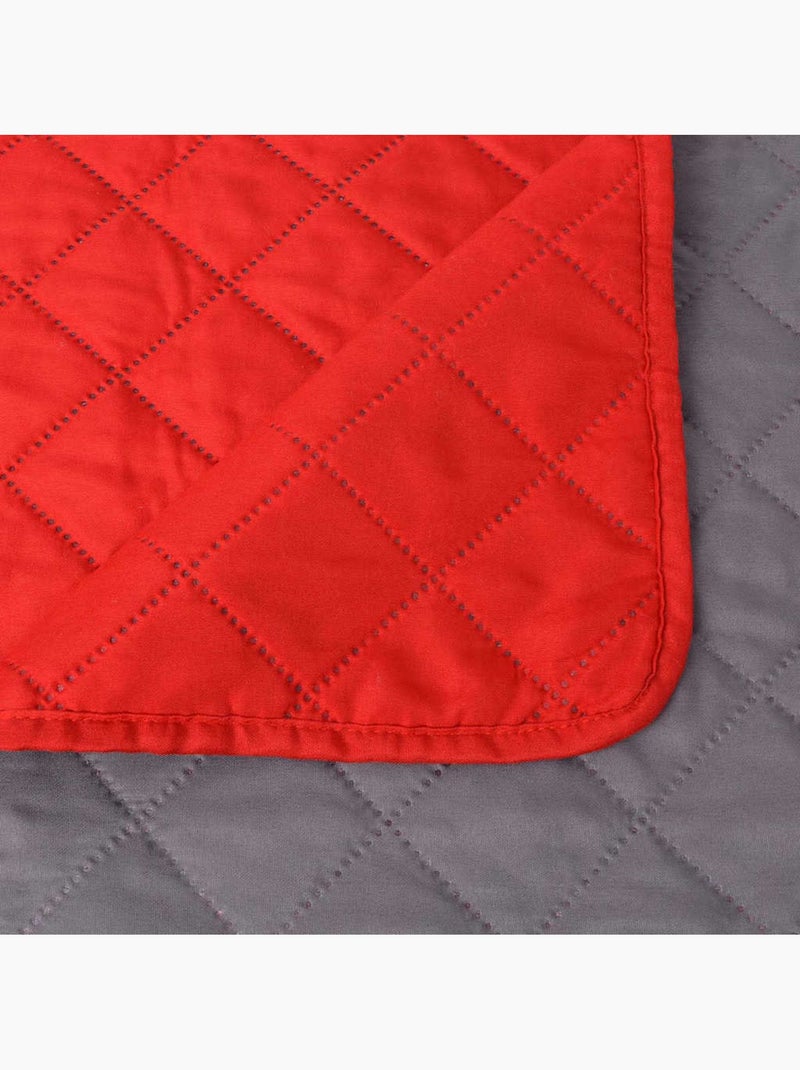 Couvre-lit matelassé réversible losanges bicolore - vidaxl Gris Rouge - Kiabi