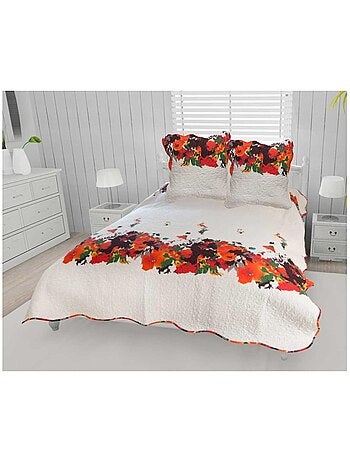 Couvre lit microfibre + taies fleuri