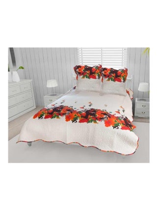 Couvre lit microfibre + taies fleuri