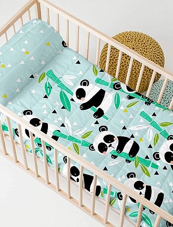 Couvre-lit Panda garden blue Berceau "Happyfriday