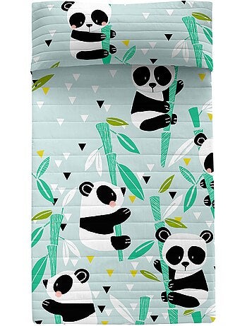 Couvre-lit Panda garden blue "Happyfriday