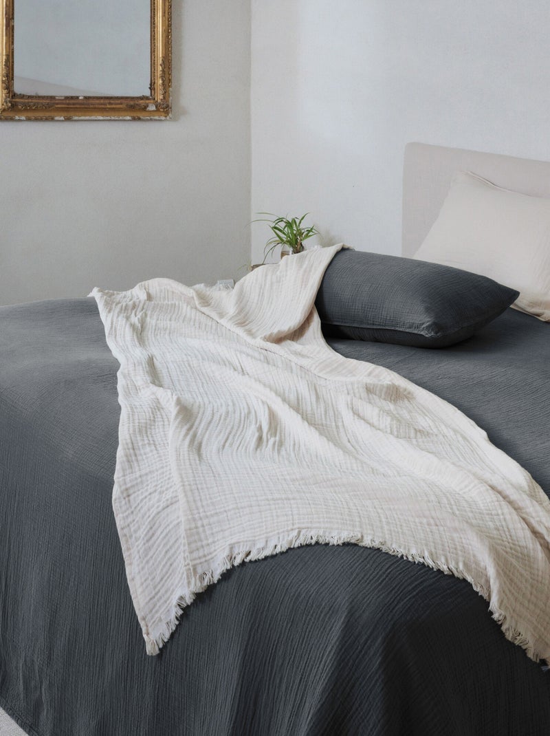 Couvre-lit PAROS COTON Noir Noir - Kiabi