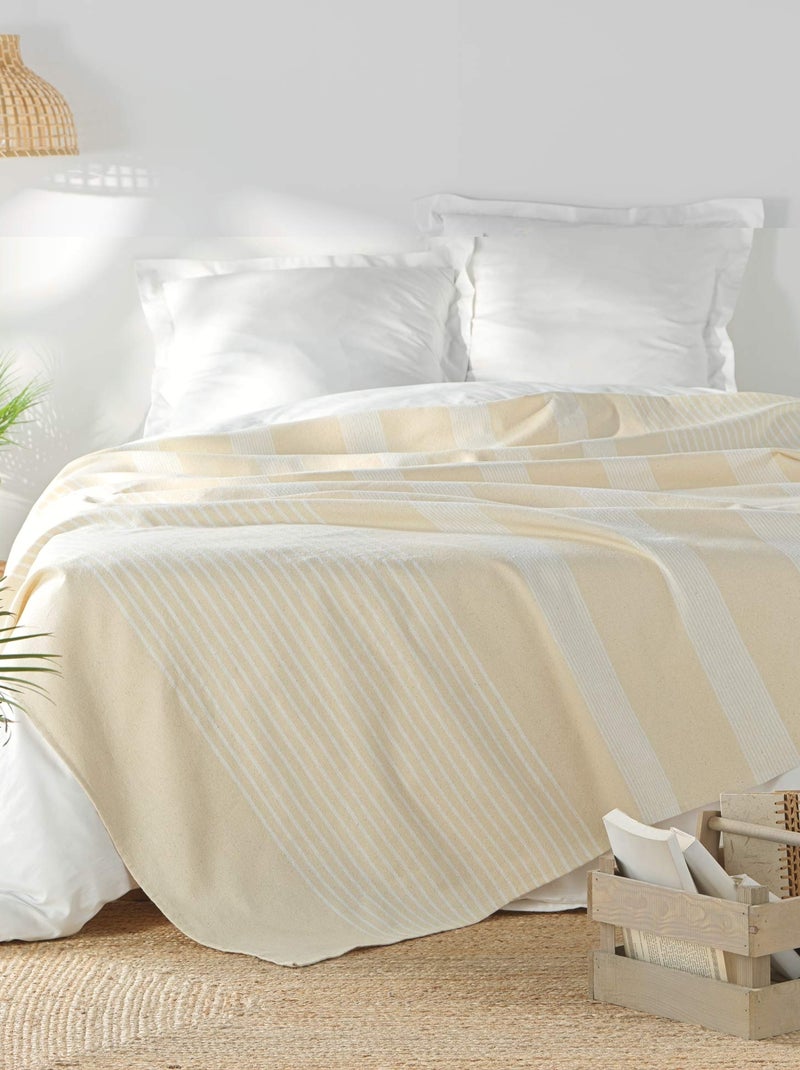 Couvre lit raye et tisse Adelle Vert - Kiabi