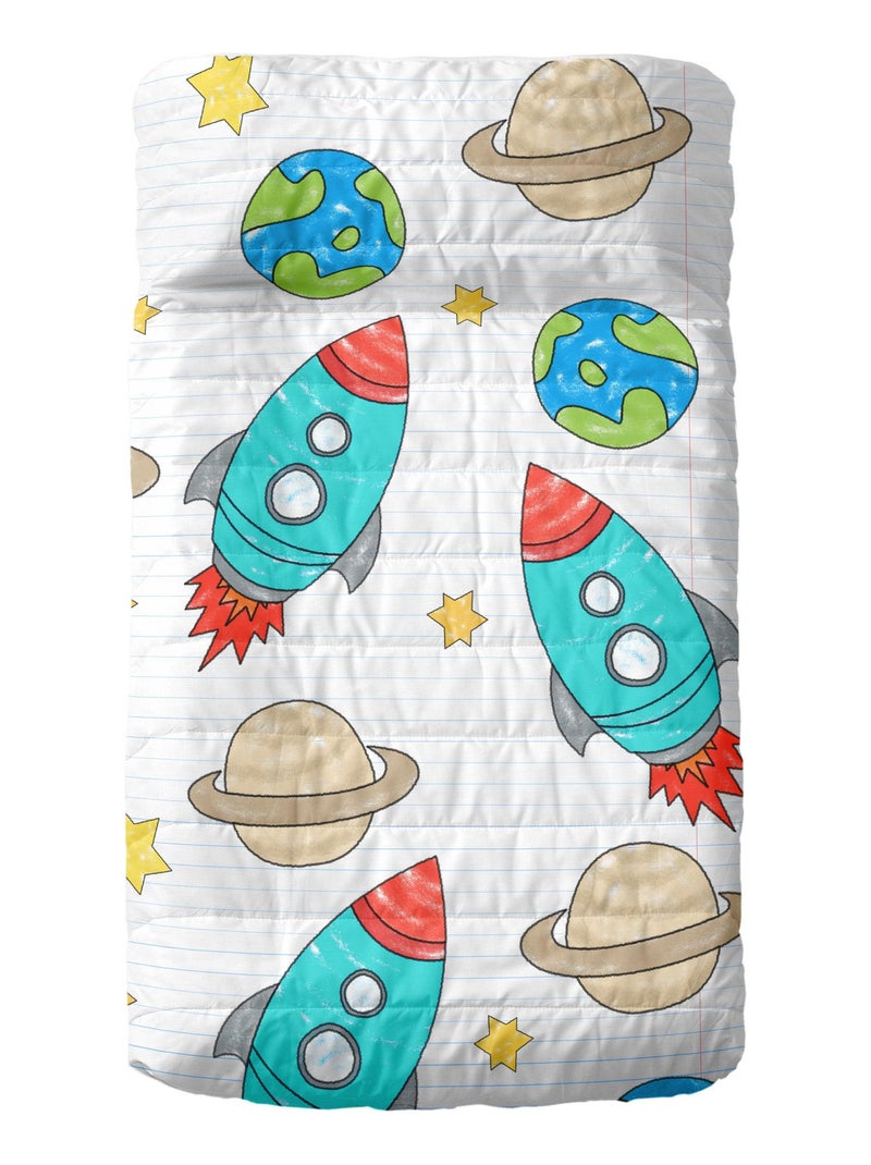 Couvre-lit Space rocket Berceau "Happyfriday" Blanc - Kiabi