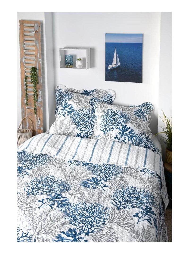 Couvre lit + taies Quiberon Gris - Kiabi