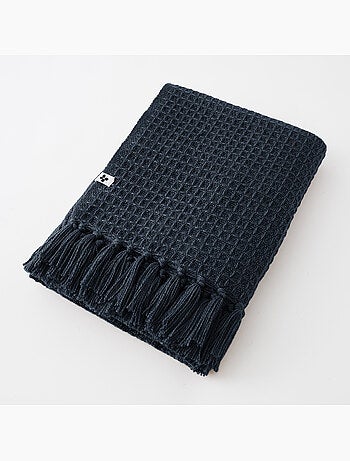 Couvre-lit texturé à franges en fibres recyclées RPET — Gabin