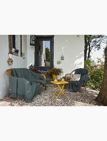 Couvre-lit texturé à franges en fibres recyclées RPET — Gabin