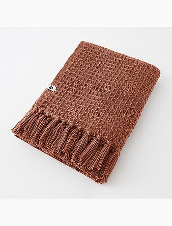 Couvre-lit texturé à franges en fibres recyclées RPET — Gabin