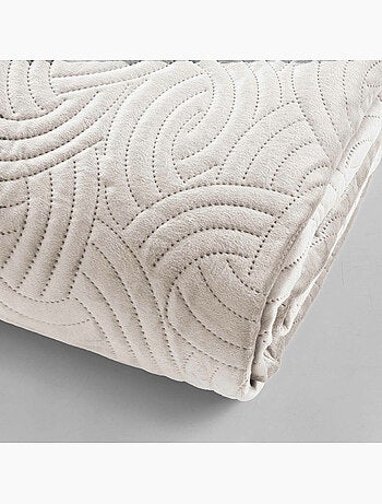 Couvre-lit Velours Uni Solange - Beige + 2 housses de coussins 60x60 cm