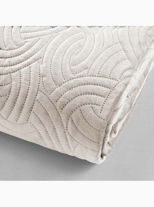 Couvre-lit Velours Uni Solange - Beige + 2 housses de coussins 60x60 cm - Kiabi