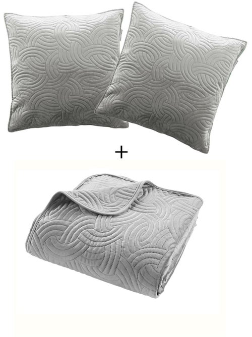 Couvre-lit Velours Uni Solange - Beige + 2 housses de coussins 60x60 cm - Kiabi Couvre-lit Velours Uni Solange - Beige + 2 housses de coussins 60x60 cm - Kiabi