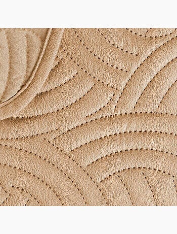 Couvre-lit Velours Uni Solange - Beige + 2 housses de coussins 60x60 cm