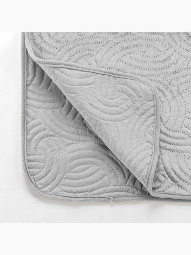 Couvre-lit velours uni solange + 2 housses de coussins 60x60 cm Gris Bleu - Kiabi