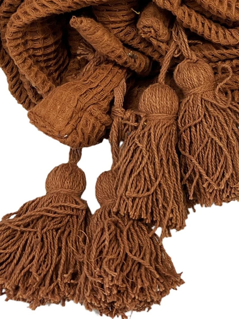 Couvre Lit Vivace en Nid d'abeille Marron caramel - Kiabi